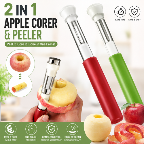 2-in-1 Apple Corer & Peeler – Stainless Steel Fruit Core Remover, Easy Apple Prep Tool for Kitchen, Apples & Pears
