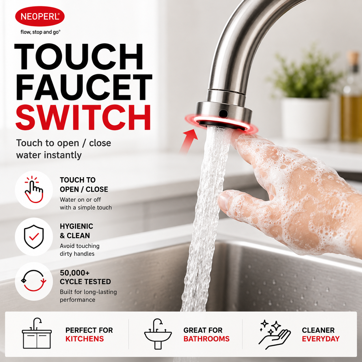 TouchFlow™ Smart Faucet Switch Adapter – One-Touch Water Control